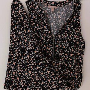 FRONT ZIPPERED SPECKLED BANANA REPUBLIC MINI DRESS, SIZE 2, POLY, BODYCON